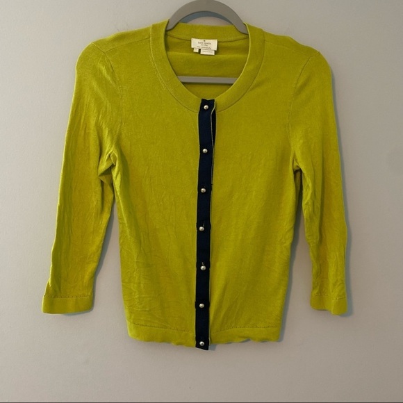 Women’s Kate Spade green silk blend button front Jeremy cardigan sweater size XS - Picture 4 of 8